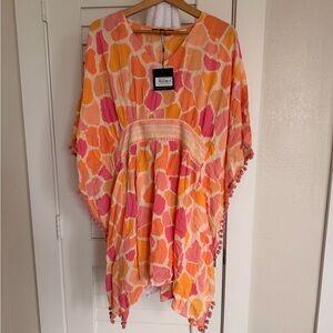 Women's Pink & Orange Printed Swim Coverup Tunic